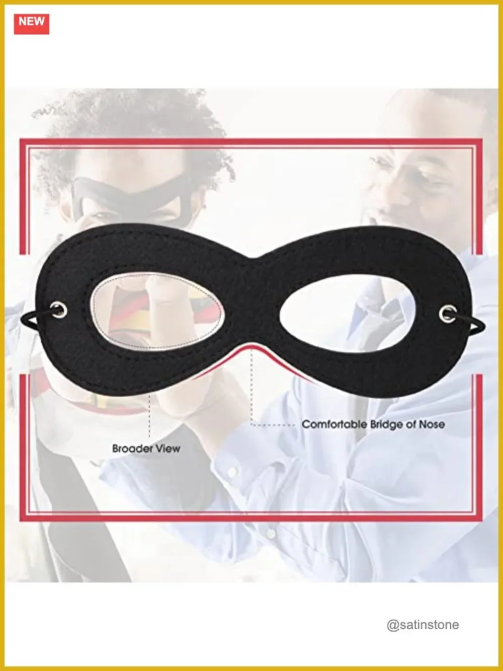 Black Felt Superhero Mask Set of 2 Adjustable Halloween Costume Party